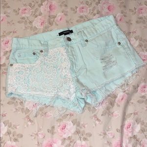 Jean Shorts | Color: Mint Green | Size 25 (0)